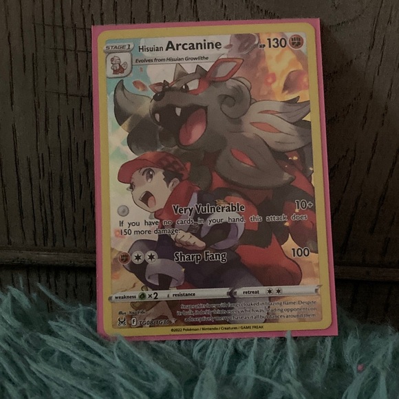 Pokemon Hisuian Arcanine Trading Card - Pink and Yellow - Picture 1 of 11